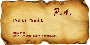 Petki Anett névjegykártya